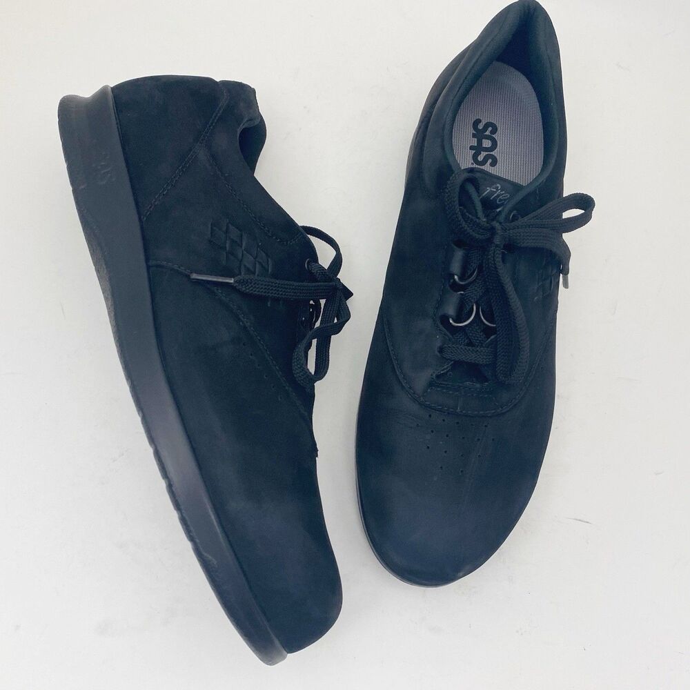 SAS Free Time Nubuck Leather Walking‎ Sneakers oxfords Womens 11.5M Black